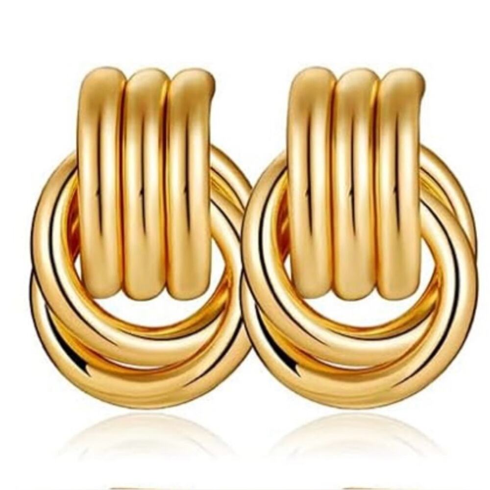 Gold Knot Earrings 14k gold plated